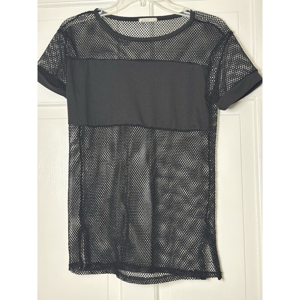 Smoke & Mirrors Goth Biker Retro Black Mesh Top Women’s XS